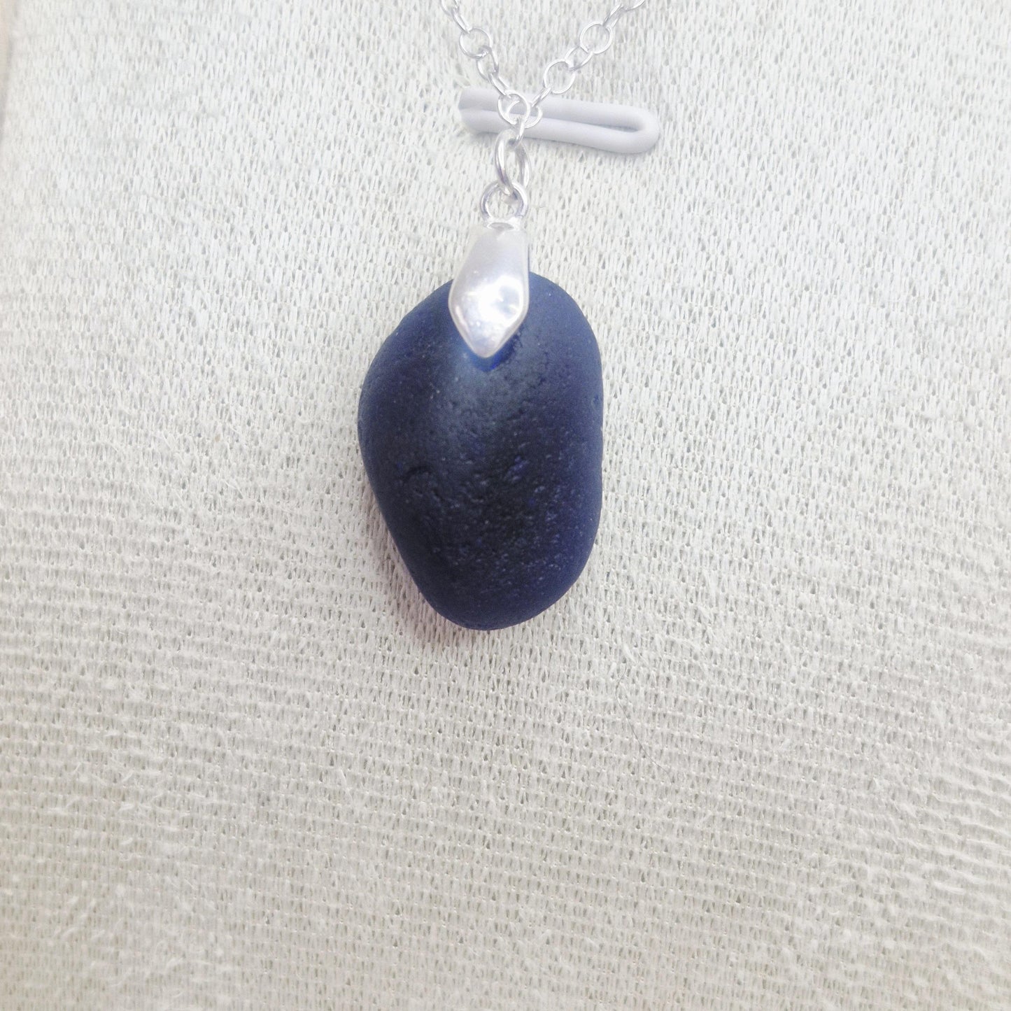 Cobalt blue Sterling Silver Seaglass Necklace