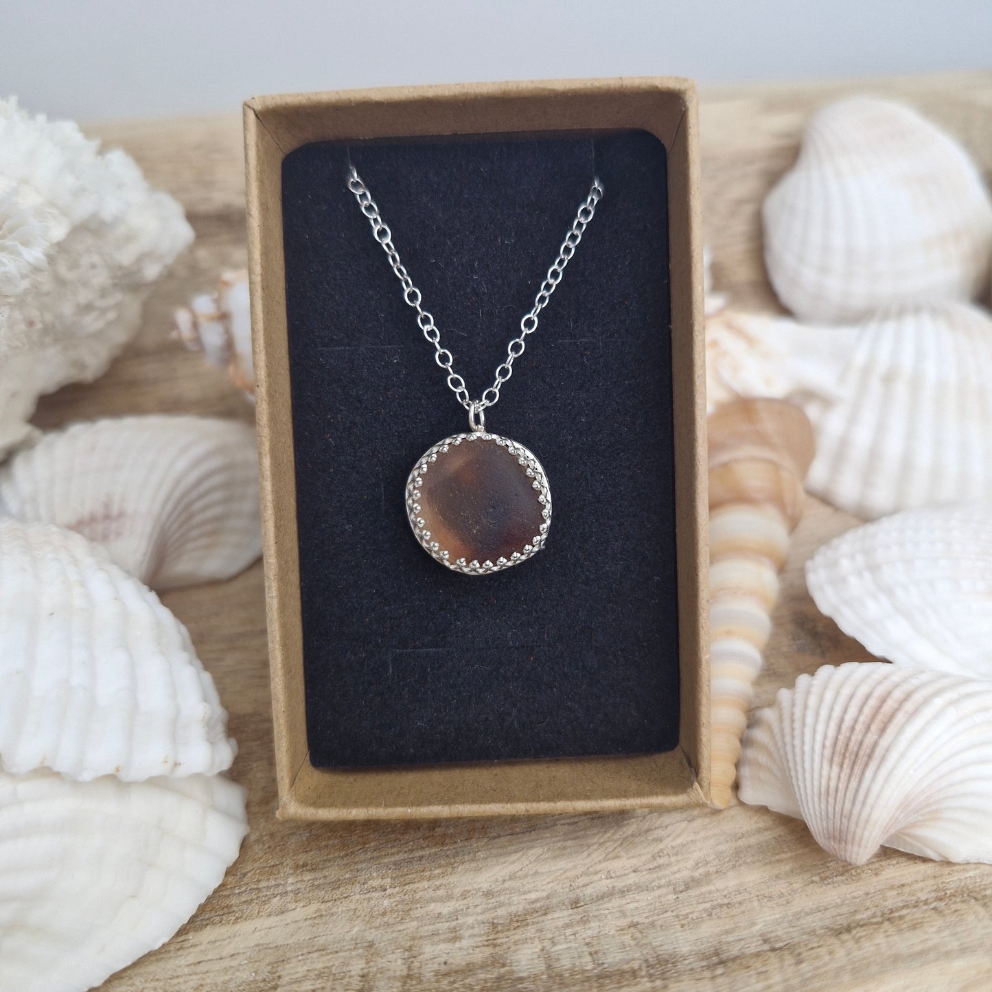 Seaglass Sterling Silver Necklace Rare!